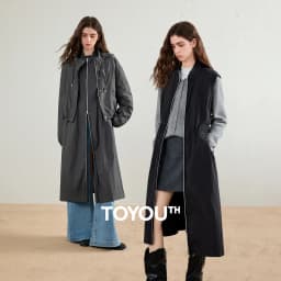 TOYOUTH Womens Down Jacket 2026 Winter New Three Wear Functional Design Hooded Outerwear With Dress Two Piece Set