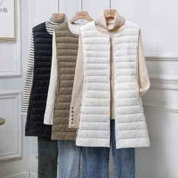 Lightweight down Vest Women's Mid-Length round Ne Autumn Winter New Sle Removable Inner Vest Adjustable V-Ne Reverse Se...
