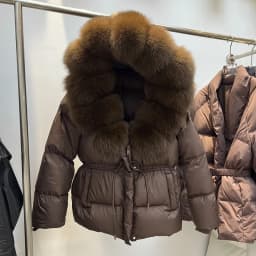 Natural Fur Collar down Jacket Women's Short Thick Warm Coat Hooded Korean Style Commute Windproof Water Resistant