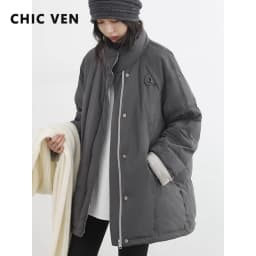 CHIC VEN New Women 90 White Duck Down Coats Long Stand Collar Down Jacket Female Windproof Warm Outerwear Autumn Winter 2025