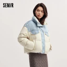 Semir Down Jacket Women Waterproof Patchwork Oversize Stand Collar 2026 Winter New Trendy Coat