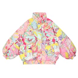 ELFSACK Y2K Anime Print Puffer Jacket Women Harajuku Kawaii Stand Collar Zip Up Oversized Winter Warm Padded Bubble Coat