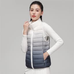 Women Novel Gradient Outwear Vest 90% White Duck Down Ultra Light Vest Female Sleeveless Warm Waistcoat