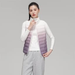Women Novel Gradient Outwear Vest 90% White Duck Down Ultra Light Vest Female Sleeveless Warm Waistcoat