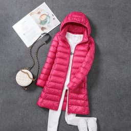 Woman Spring Padded Hooded Long Jacket White Duck Down Female Overcoat Ultra Light Slim Solid Jackets Coat Portable Parkas