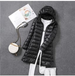Woman Spring Padded Hooded Long Jacket White Duck Down Female Overcoat Ultra Light Slim Solid Jackets Coat Portable Parkas
