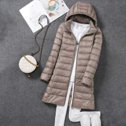 Woman Spring Padded Hooded Long Jacket White Duck Down Female Overcoat Ultra Light Slim Solid Jackets Coat Portable Parkas
