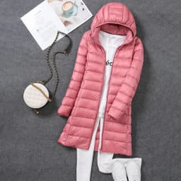 Woman Spring Padded Hooded Long Jacket White Duck Down Female Overcoat Ultra Light Slim Solid Jackets Coat Portable Parkas