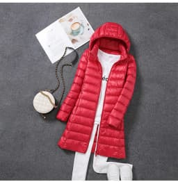 Woman Spring Padded Hooded Long Jacket White Duck Down Female Overcoat Ultra Light Slim Solid Jackets Coat Portable Parkas