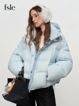 FSLE Winter Women Hooded Short Puffer Jacket Downcoat Bubble Style Thick Warm Coat Oversize Short Quilted Outerwear Duckdown