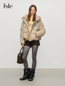 FSLE Winter Women Hooded Short Puffer Jacket Downcoat Bubble Style Thick Warm Coat Oversize Short Quilted Outerwear Duckdown