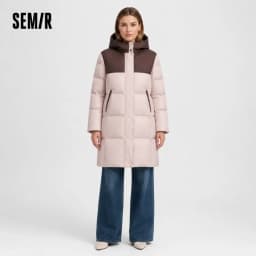 Semir Down Jacket Women Long Length Waterproof Oil-proof Stain-proof 2026 New Winter Detachable Hooded Winter Clothing Coats