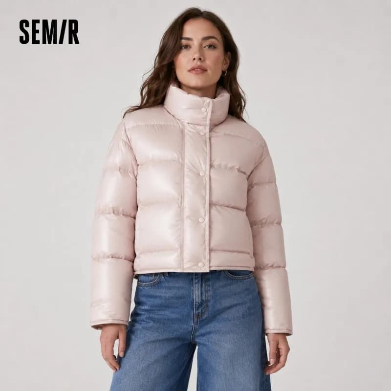 Semir Down Jacket Women Winter Puffer Down Fill Goose Down Waterproof Oil-proof Stain-proof 2026 New Stand Collar Coat Women
