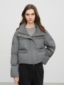 FSLE【Premium Series】Beaded Short Puffer Down Vest Women Autumn Winter Quilted Down Jacket Down Gilet Coat Outdoor Streetwear
