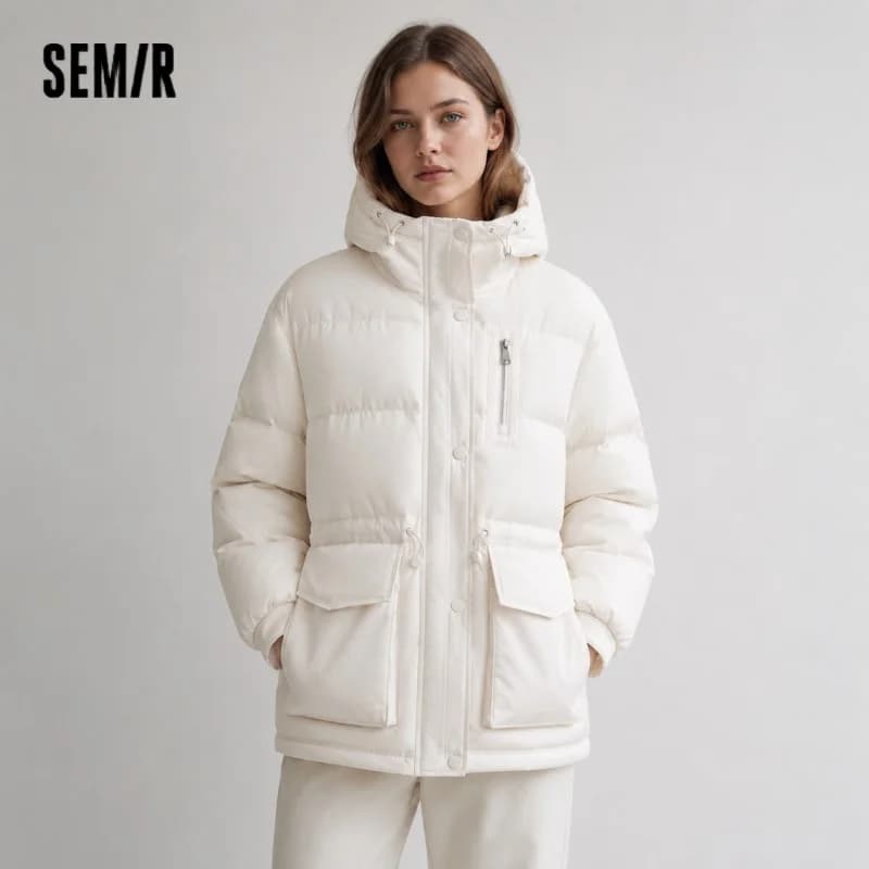 Semir Mid-Length Down Jacket Women Hooded Loose Fit Waist 2026 New Winter korean popular women's clothes