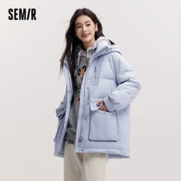 Semir Mid-Length Down Jacket Women Hooded Loose Fit Waist 2026 New Winter korean popular women's clothes