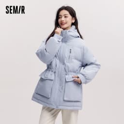 Semir Mid-Length Down Jacket Women Hooded Loose Fit Waist 2026 New Winter korean popular women's clothes