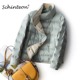 Schinteon Women Ultralight Down Jacket Simple Casual Solid Color Short Outwear Spring Autumn Coat Female New 2026 Fashion