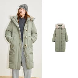 TOYOUTH Women 90% Down Jacket 2025 Winter New Fur Collar Hooded Cow Horn Buckle Three-proof Long Coat