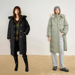 TOYOUTH Women 90% Down Jacket 2025 Winter New Fur Collar Hooded Cow Horn Buckle Three-proof Long Coat