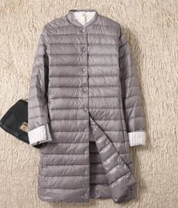 2022 Women Single-breasted Midi Long Coat Autumn Winter Ultra Light Down Coat Parka Female White Duck Down Jacket Outwears SE593