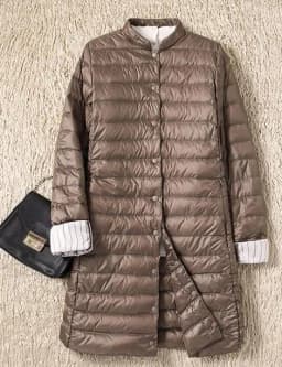 2022 Women Single-breasted Midi Long Coat Autumn Winter Ultra Light Down Coat Parka Female White Duck Down Jacket Outwears SE593