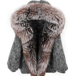 Maomaokong high-end Wool fabric Luxury Women's Big Fox Fur Collar Puffer Jacket Natural Fur down Coat Winter Thickened Warm