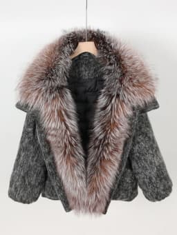 Maomaokong high-end Wool fabric Luxury Women's Big Fox Fur Collar Puffer Jacket Natural Fur down Coat Winter Thickened Warm