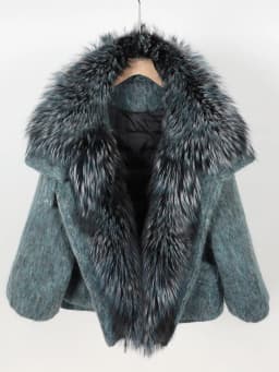 Maomaokong high-end Wool fabric Luxury Women's Big Fox Fur Collar Puffer Jacket Natural Fur down Coat Winter Thickened Warm