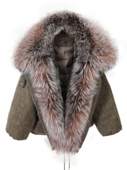 Maomaokong high-end Wool fabric Luxury Women's Big Fox Fur Collar Puffer Jacket Natural Fur down Coat Winter Thickened Warm