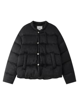 FSLE 115.2G Filling Amount Stand-up Collar New Chinese Style Down Coat For Women 2024 New Jacquard Warm Casual Jacket 24FS14068