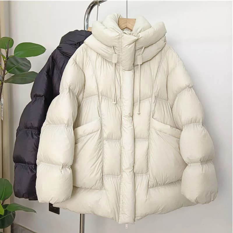 2026 New Winter Warm Hooded Thick White Duck Down Leisure Women Down Jacket Solid Color Coat Parker Loose Women Down Jacket H439