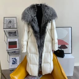 2025 New Winter Women Warm Coat 90% Goose Down Jacket Long Real Fox Fur Collar Thick Luxury Outerwear Female Coat Streetwear