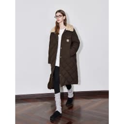 TOYOUTH Womens Down Coat 2024 Winter New Fur Collar Single Breasted Button Medium Thick Long Coat