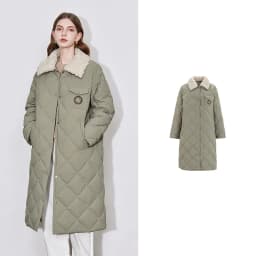 TOYOUTH Womens Down Coat 2024 Winter New Fur Collar Single Breasted Button Medium Thick Long Coat
