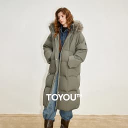 TOYOUTH Women 90% White Duck Down Thick Down Jacket 2025 Winter New Fur Collar Hooded Extra Long Warm Jacket Coat