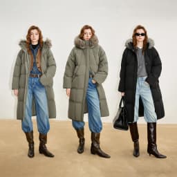 TOYOUTH Women 90% White Duck Down Thick Down Jacket 2025 Winter New Fur Collar Hooded Extra Long Warm Jacket Coat