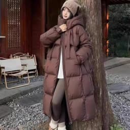 New Thiened Long Over-Knee down Cotton Jaet Women's Korean Loose Bread Sle Winter Cotton Coat Outerwear Warmth