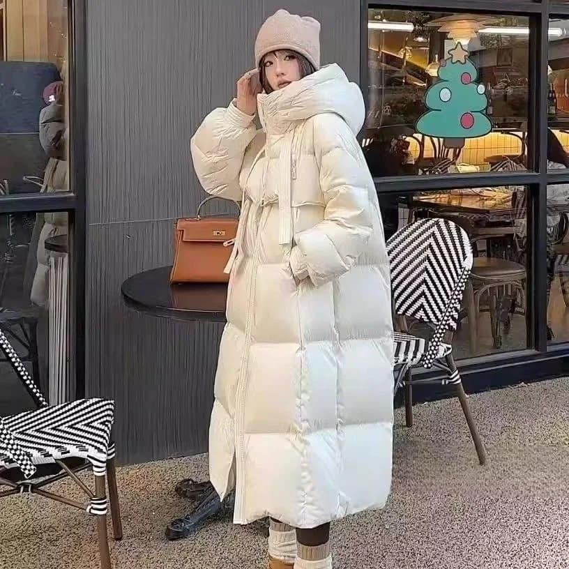 New Thiened Long Over-Knee down Cotton Jaet Women's Korean Loose Bread Sle Winter Cotton Coat Outerwear Warmth