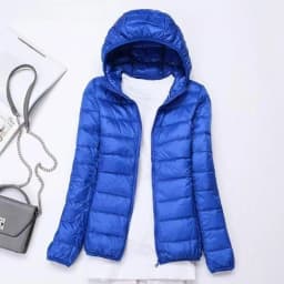 Ultra-Thin down Jacket Women's Short Lightweight Autumn Winter Coat Commute Style Hooded Zipper Closure Pure Color Long Sleeve