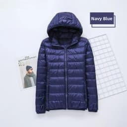 Ultra-Thin down Jacket Women's Short Lightweight Autumn Winter Coat Commute Style Hooded Zipper Closure Pure Color Long Sleeve