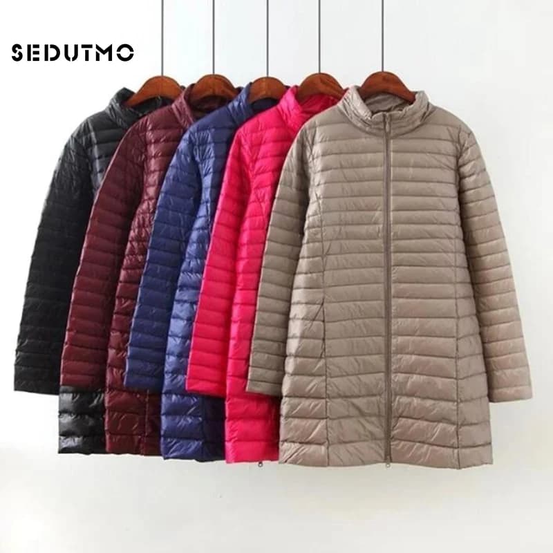 SEDUTMO Winter Down Jackets Women Long Ultra Light Duck Down Coat Slim Puffer Jacket Autumn Parkas ED619