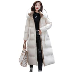 90% White Duck Down Thick Warmth Elegant Hooded Fur Collar Large Size Loose Female Coat 2025 New Women Winter Down Jacket OK1156