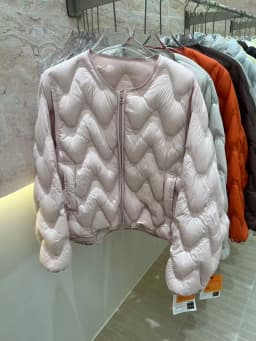 Lagabogy Women Loose Round Neck Short White Duck Down Coat Outwear Autumn Winter Lightweight Wave Quilted Puffer Jacket Female