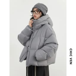 CHIC VEN Women Down Coats Loose Casual New Hooded 90 White Duck Down Female Down Jacket Autumn Winter 2025
