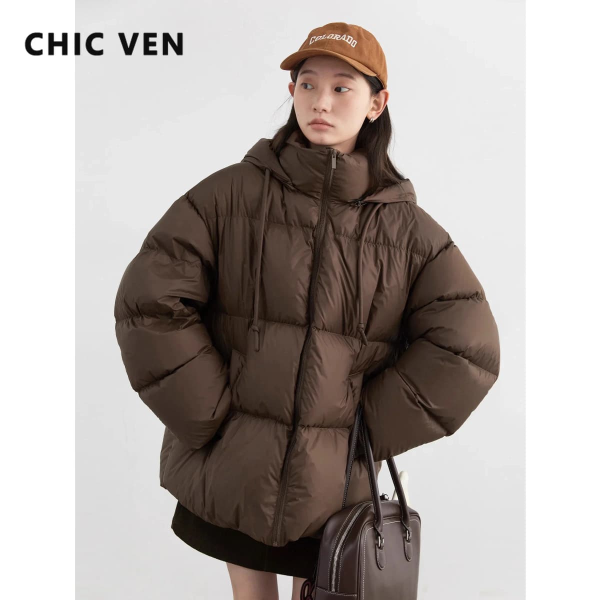CHIC VEN Women Down Coats Solid Loose New Hooded 90 White Duck Down Down Jacket Puffs Female Outerwear Autumn Winter 2026