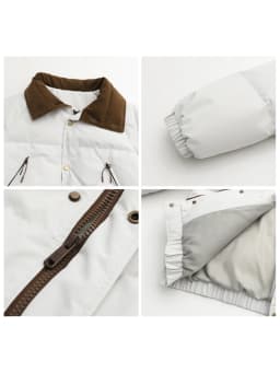 CHIC VEN Fashion Women Down Coats Long Sleeve Solid Retro Loose Casual Contrasting 90 White Down Jacket Autumn Winter 2025