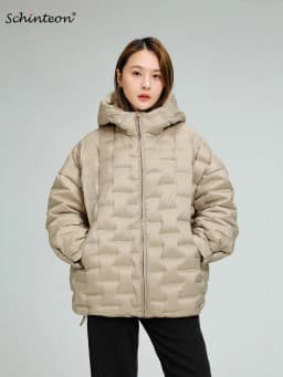 Schinteon Women Light 90% White Duck Down Jacket Casual Loose Over Size Autumn Winter Outwear with Hood Top Quality Coat 2025