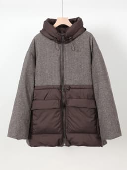 Maomaokong Real Fox Fur Collar Women's Winter Down Jacket Black Soft Faux Leather Fabric Patching Cool Oversized Zipper Fashion