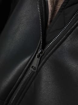 Maomaokong Real Fox Fur Collar Women's Winter Down Jacket Black Soft Faux Leather Fabric Patching Cool Oversized Zipper Fashion